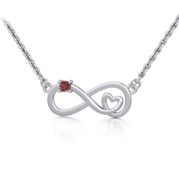 Infinity Heart Silver Necklace with Gemstone TNC485 - Jewelry